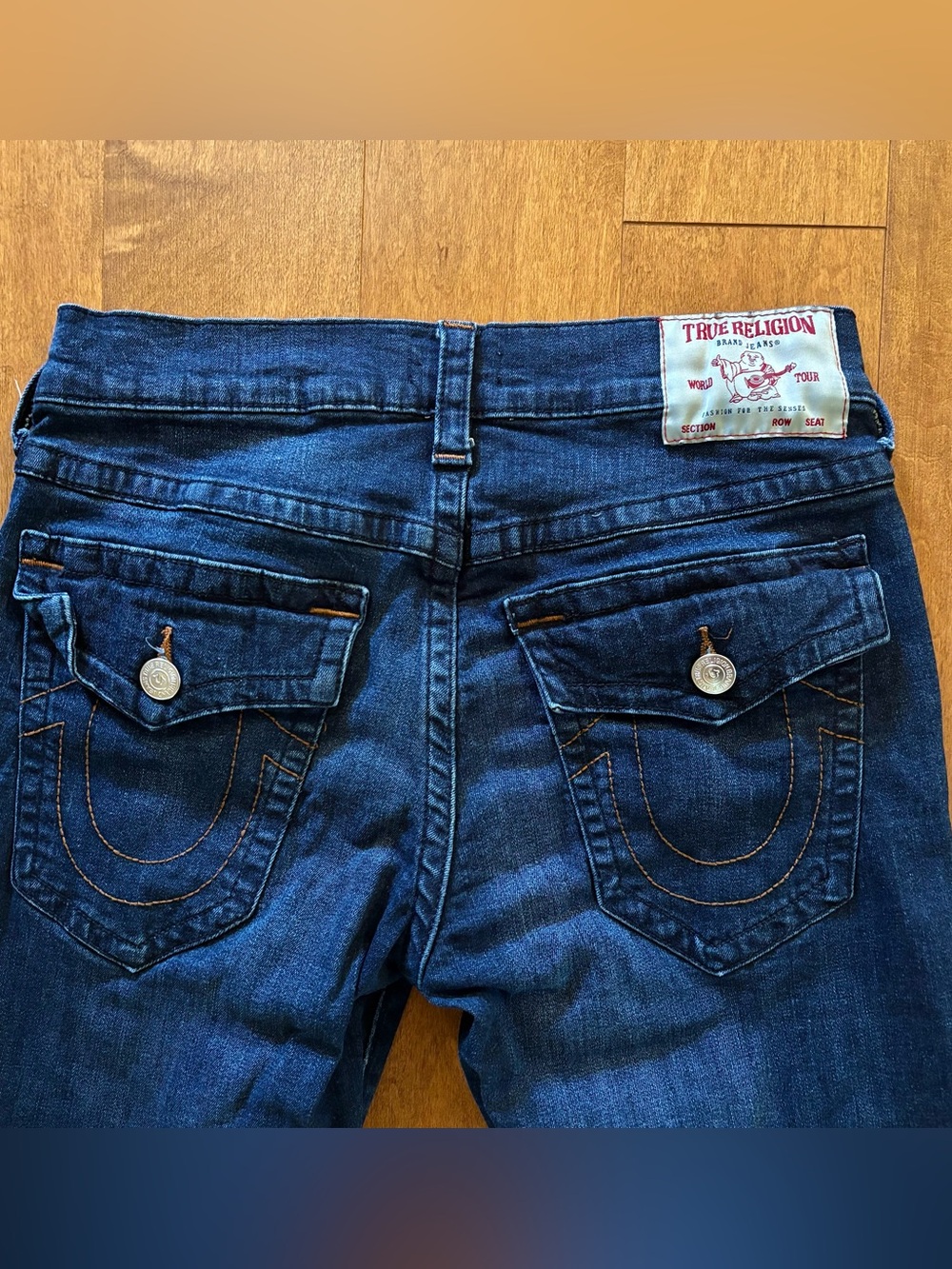 True Religion Rocco Relaxed Skinny Jeans Mens Size 32x33 Dark Wash Flap Pocket